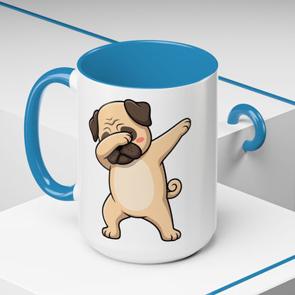 Dabbing Pug Coffee Mug — Cute Dog Accent Mug (11/15 oz)