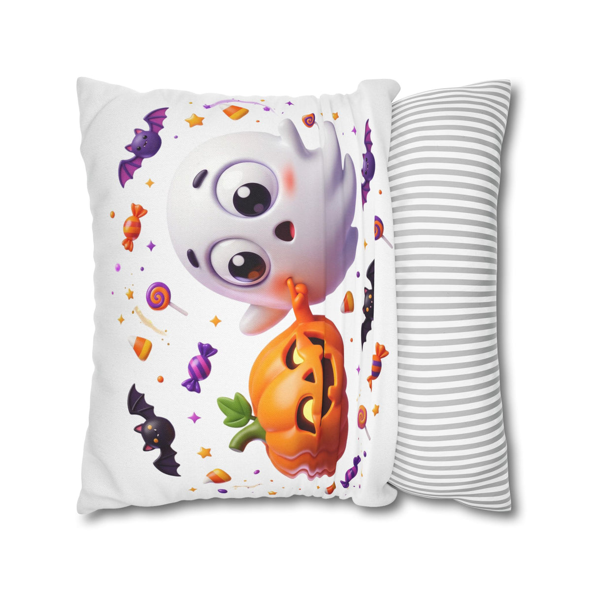 Halloween Ghost & Pumpkin Throw Pillowcase - Cute Spooky Decor