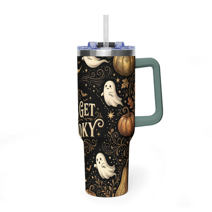 Let’s Get Spooky Halloween Ghosts & Pumpkins 40oz Thermal Tumbler