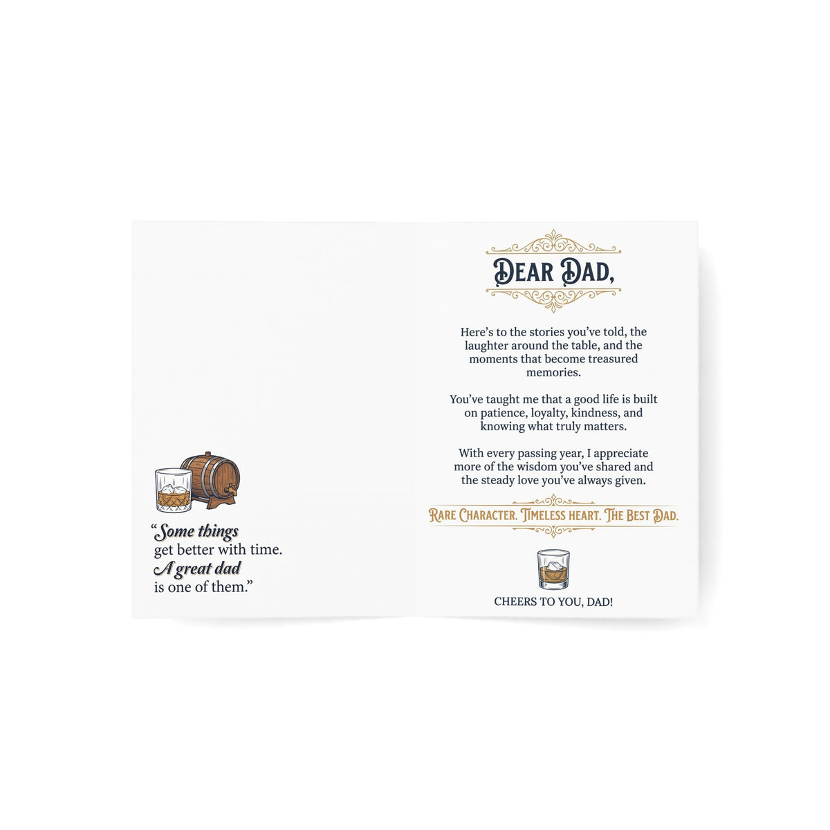 Dad “Aged to Perfection” Whiskey-Themed Greeting Card
