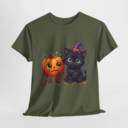 Halloween Black Kitten & Pumpkin T-Shirt