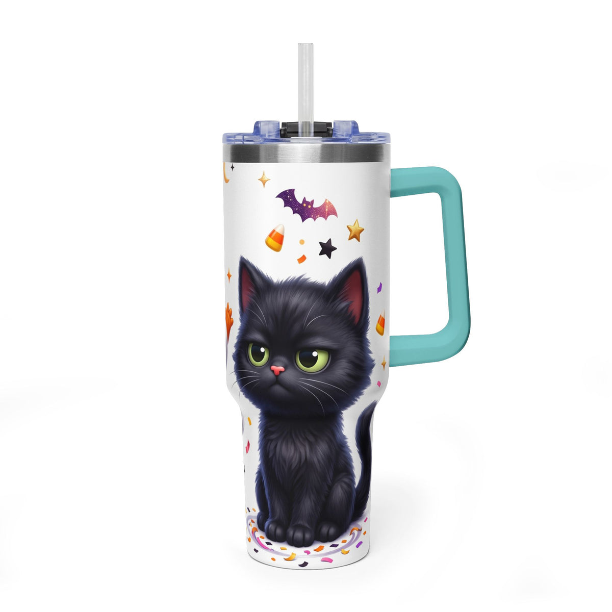 40oz Halloween Ghost and Black Cat Vacuum Thermal Tumbler