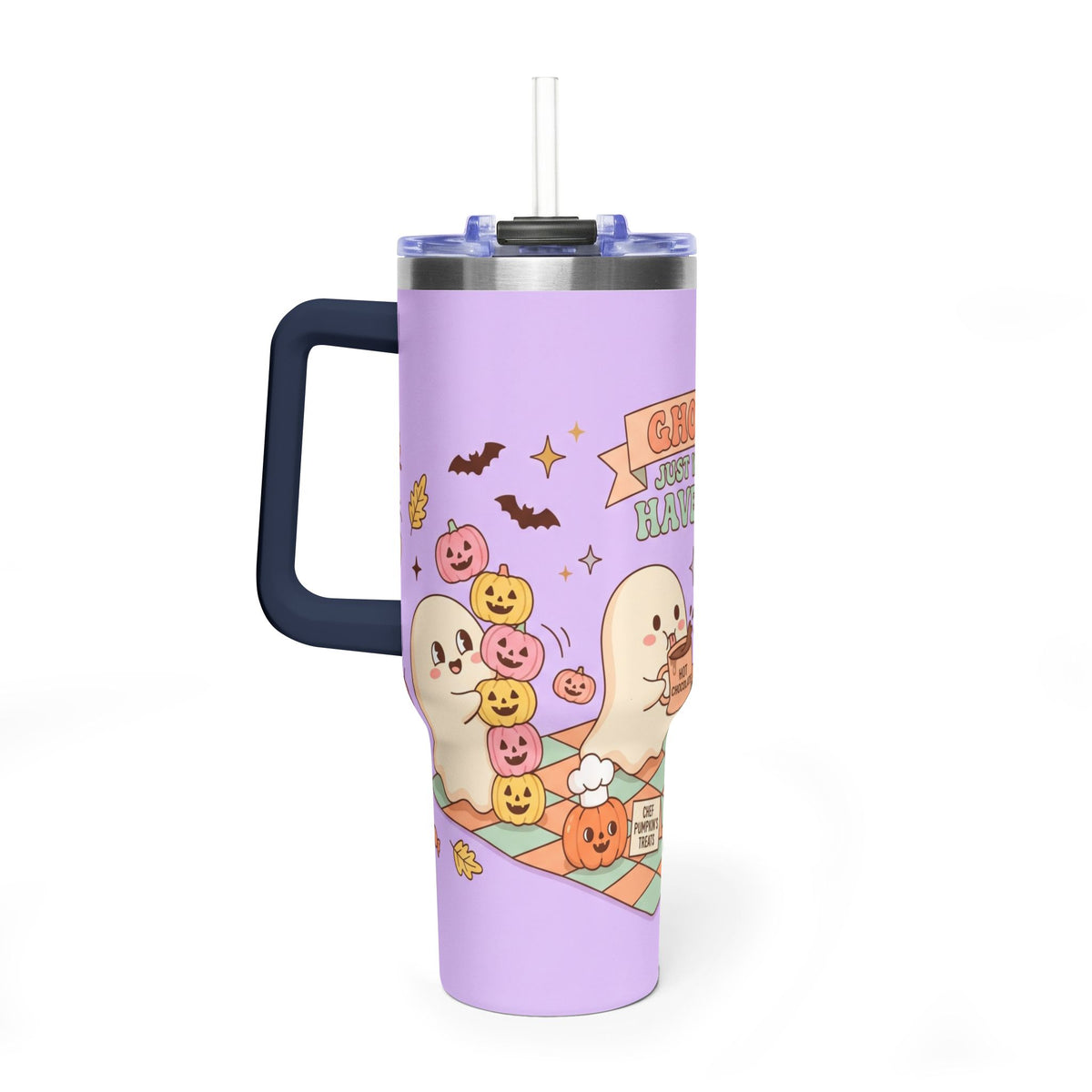 40oz Tumbler – “Ghouls Just Wanna Have Fun” Halloween Ghosts & Pumpkins