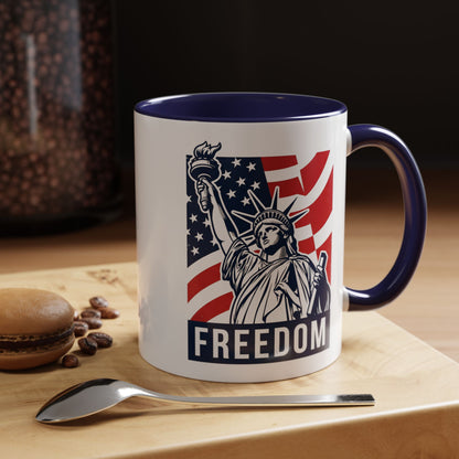 Freedom Statue Accent Coffee Mug — Patriotic Liberty 11/15oz