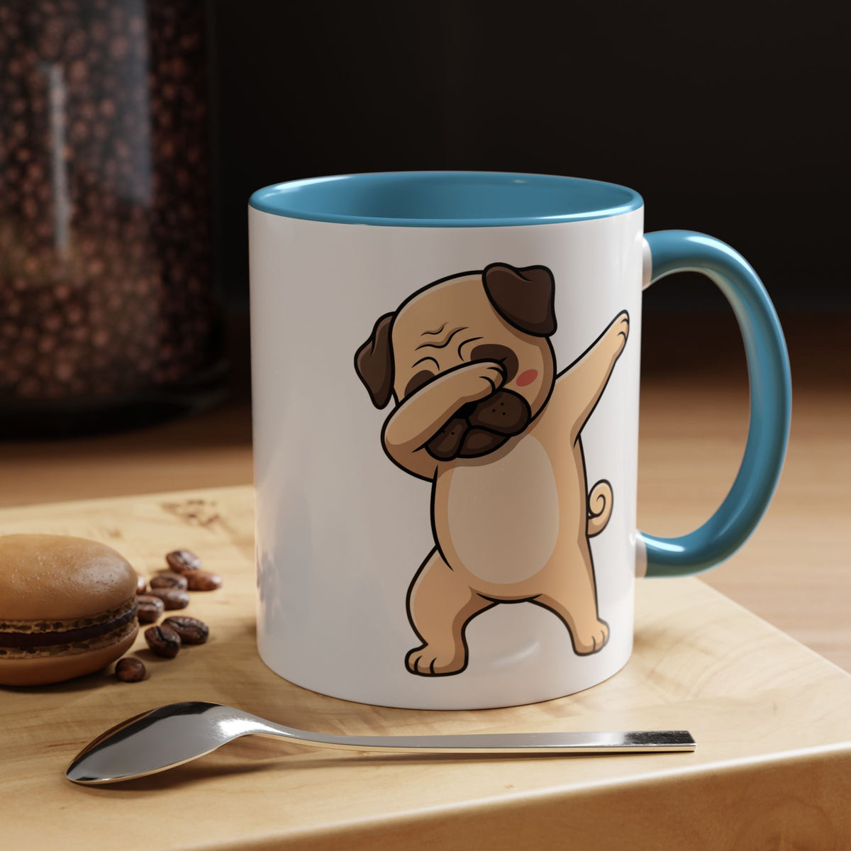 Dabbing Pug Coffee Mug — Cute Dog Accent Mug (11/15 oz)