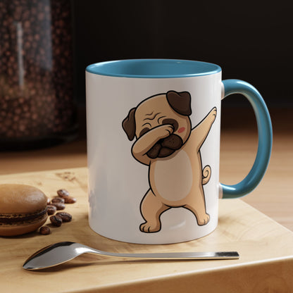 Dabbing Pug Coffee Mug — Cute Dog Accent Mug (11/15 oz)