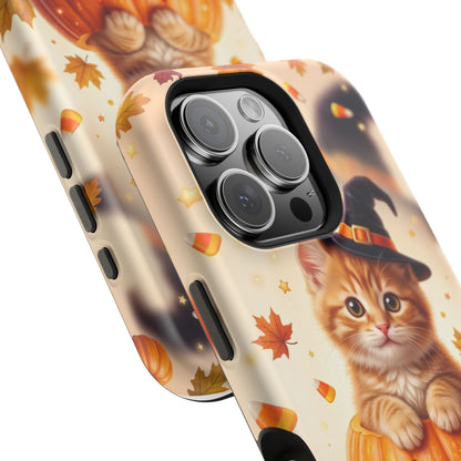 Halloween Kitten Pumpkin Phone Case — Magnetic Impact-Resistant