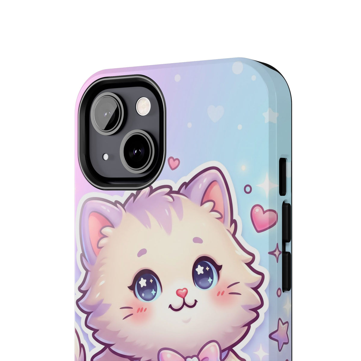 Cute Pastel Kawaii Kitten Tough Phone Case — Cute Cat with Bow Protective Cover