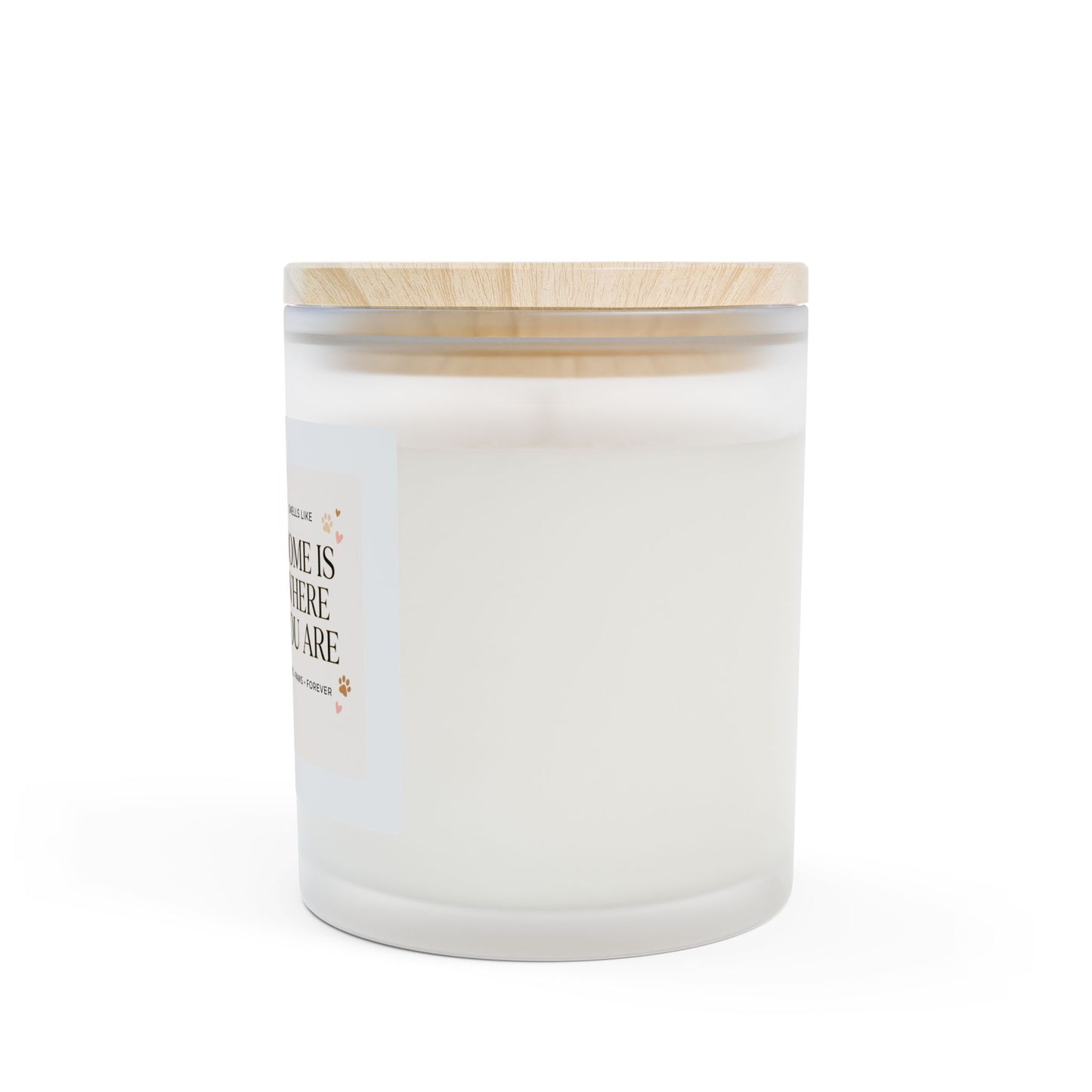 Scented Candle — "Home Is Where You Are" Frosted Glass 11oz (Puppy Love)