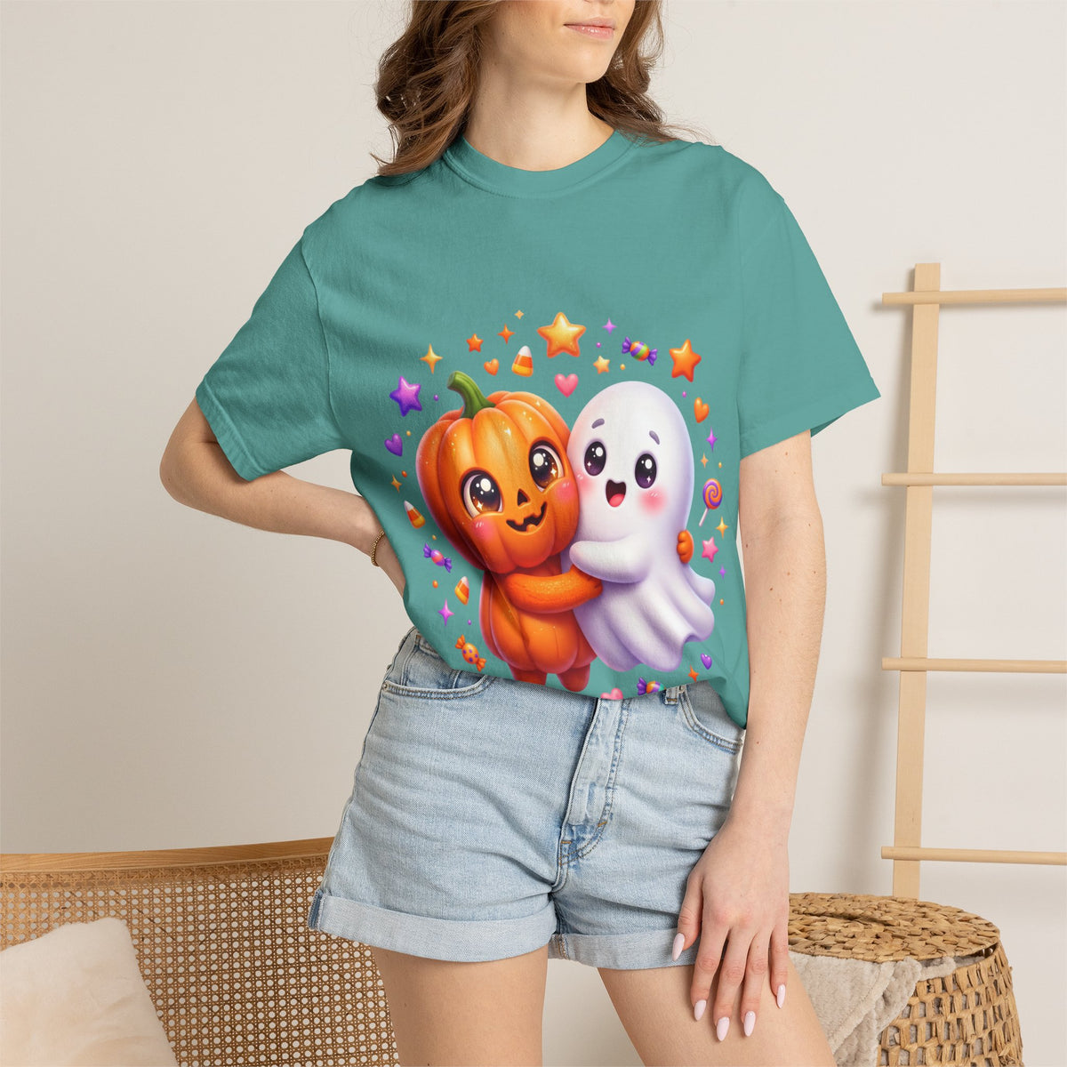 Halloween Pumpkin & Ghost T-Shirt — Cute Spooky Friends Graphic Tee