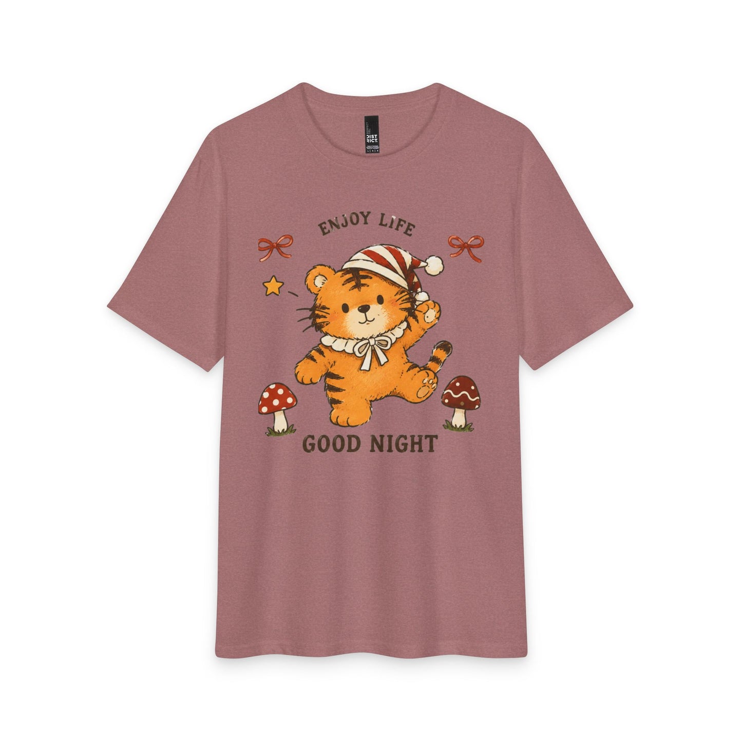 Cute Sleepy Tiger Tee – "Enjoy Life, Good Night" Graphic T-Shirt