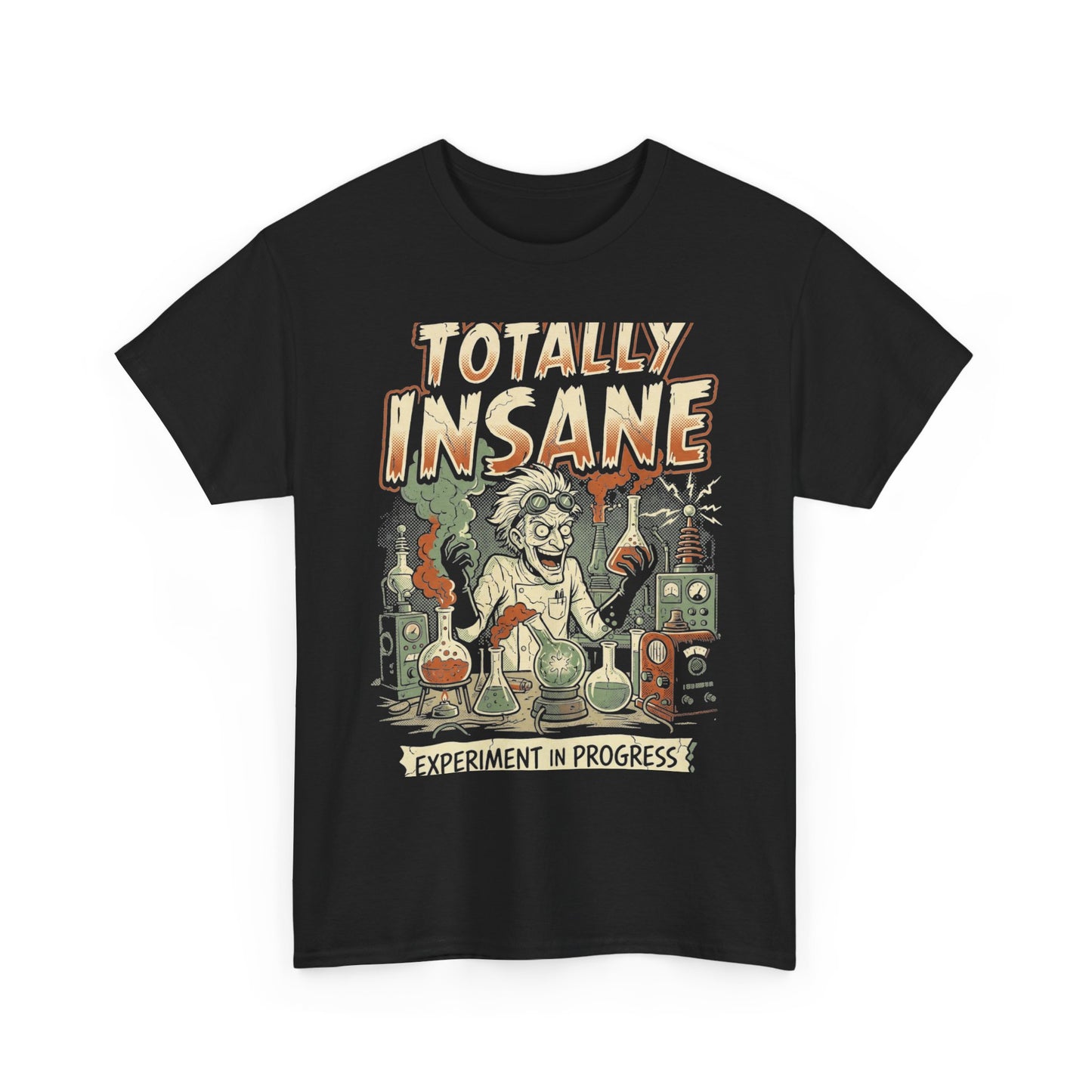 Totally Insane Graphic Tee — Retro Mad Scientist Horror Shirt