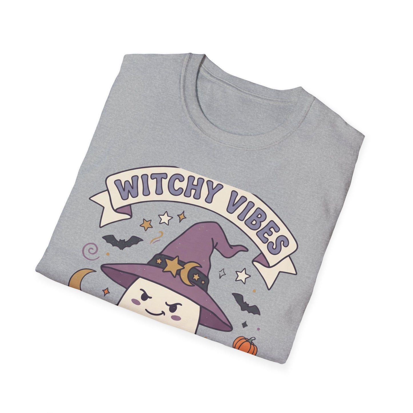 Witchy Vibes T‑Shirt — Cute Ghost Witch Halloween Tee