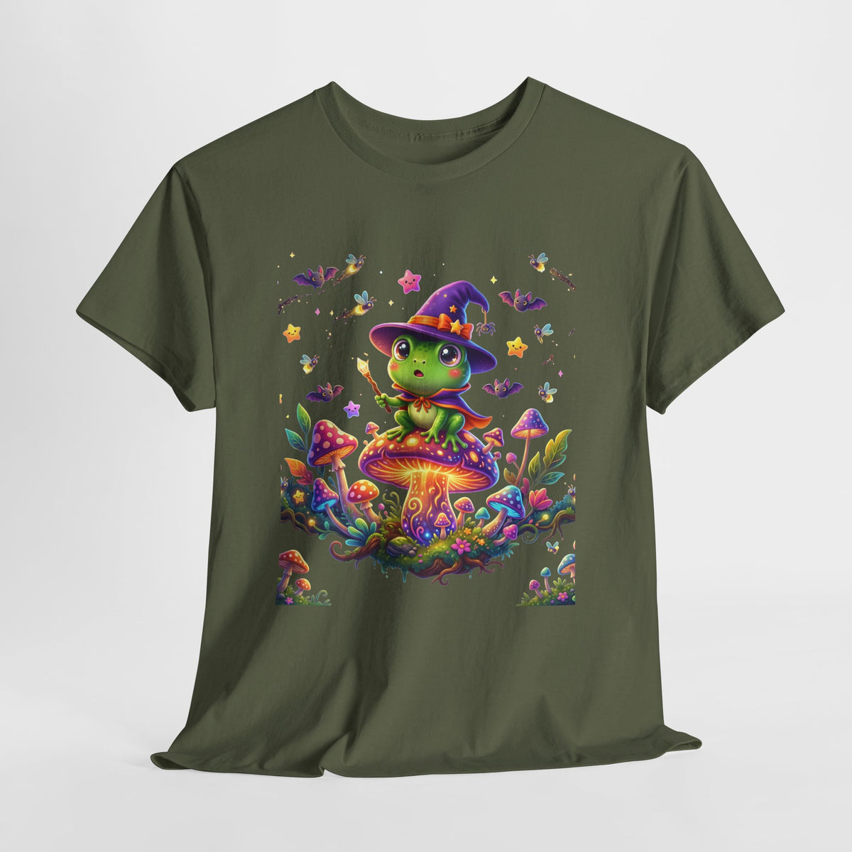Cute Witch Frog T‑Shirt — Magical Mushroom Halloween Tee