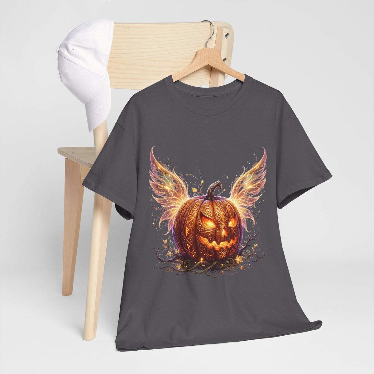 Halloween Pumpkin Tee — Winged Jack-O'-Lantern Graphic Shirt