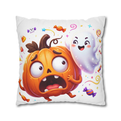 Halloween Pumpkin & Ghost Throw Pillowcase — Cute Spooky Decorative Pillow