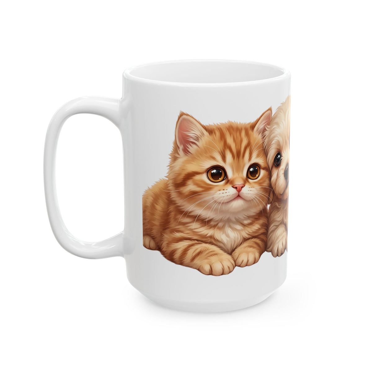 Cute Puppy Ceramic Mug – Adorable Fluffy Puppy Coffee Cup (11oz & 15oz)