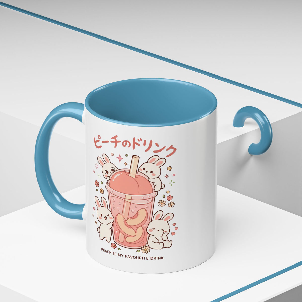 Peach Drink Bunny Mug — Cute Kawaii Coffee Tea Cup (11/15oz)