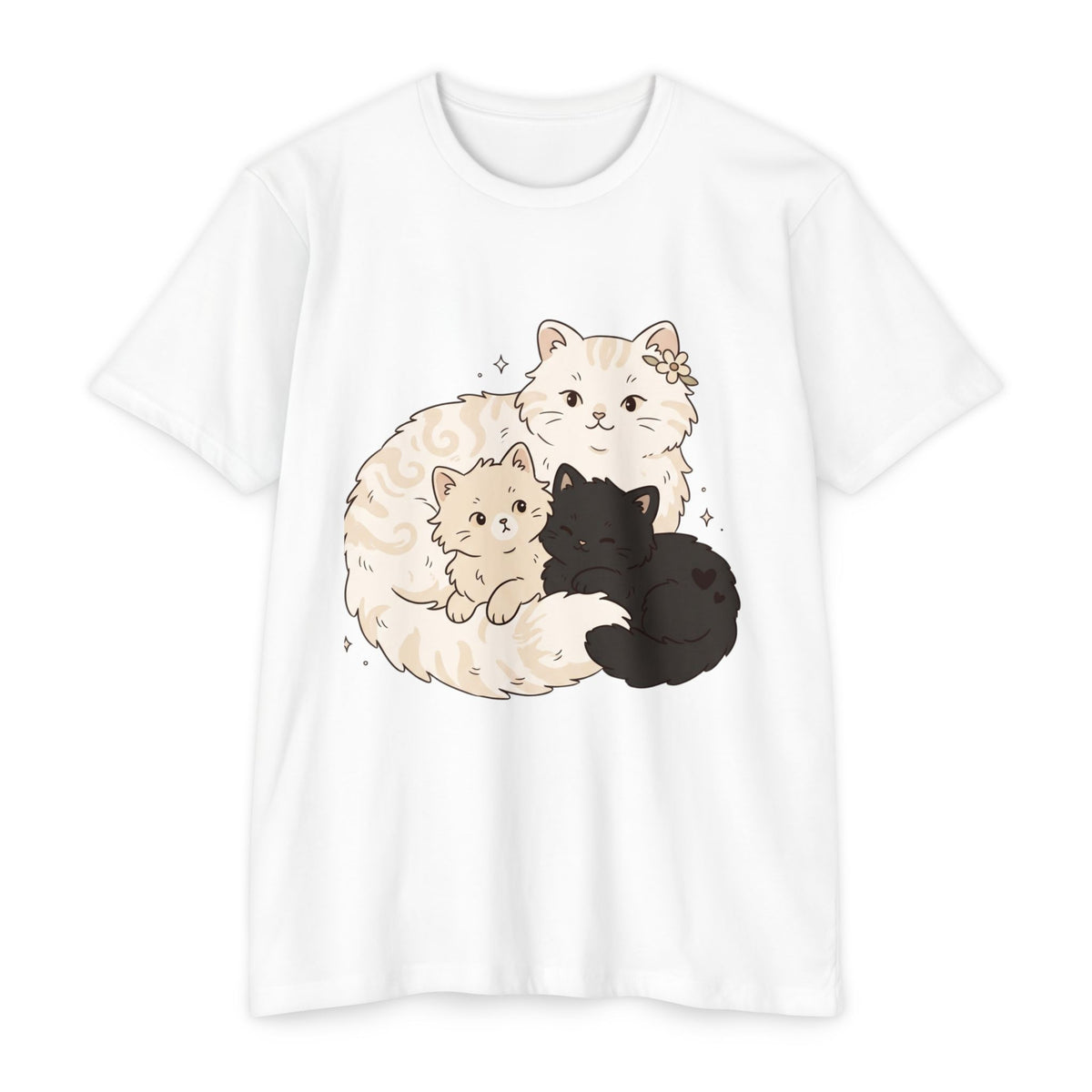 Cat Family Graphic Tee — Cute Mama Cat with Kittens T-Shirt