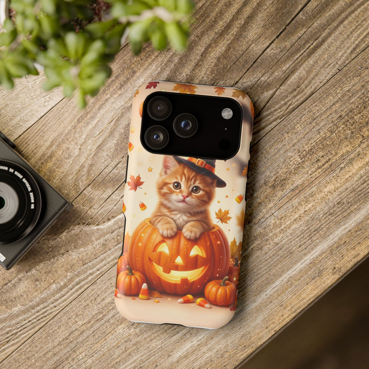 Halloween Kitten Pumpkin Phone Case — Magnetic Impact-Resistant