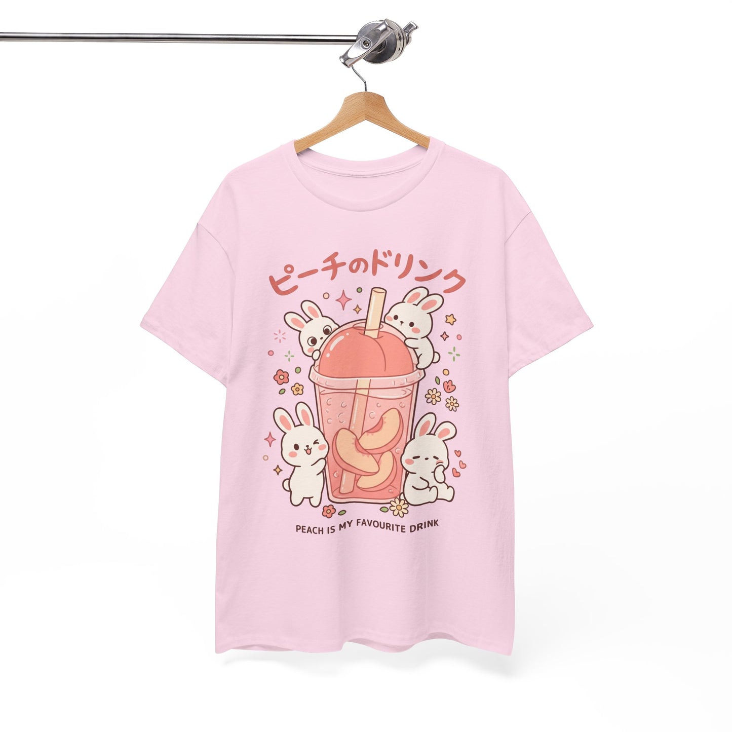 Peach Drink Cute Bunny T-Shirt