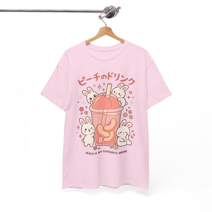Peach Drink Cute Bunny T-Shirt