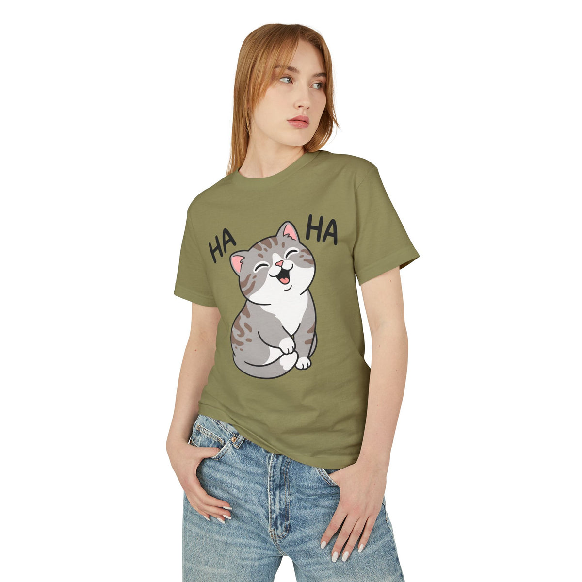 Laughing Cat T‑Shirt – Cute ‘HA HA’ Kitten Graphic Tee