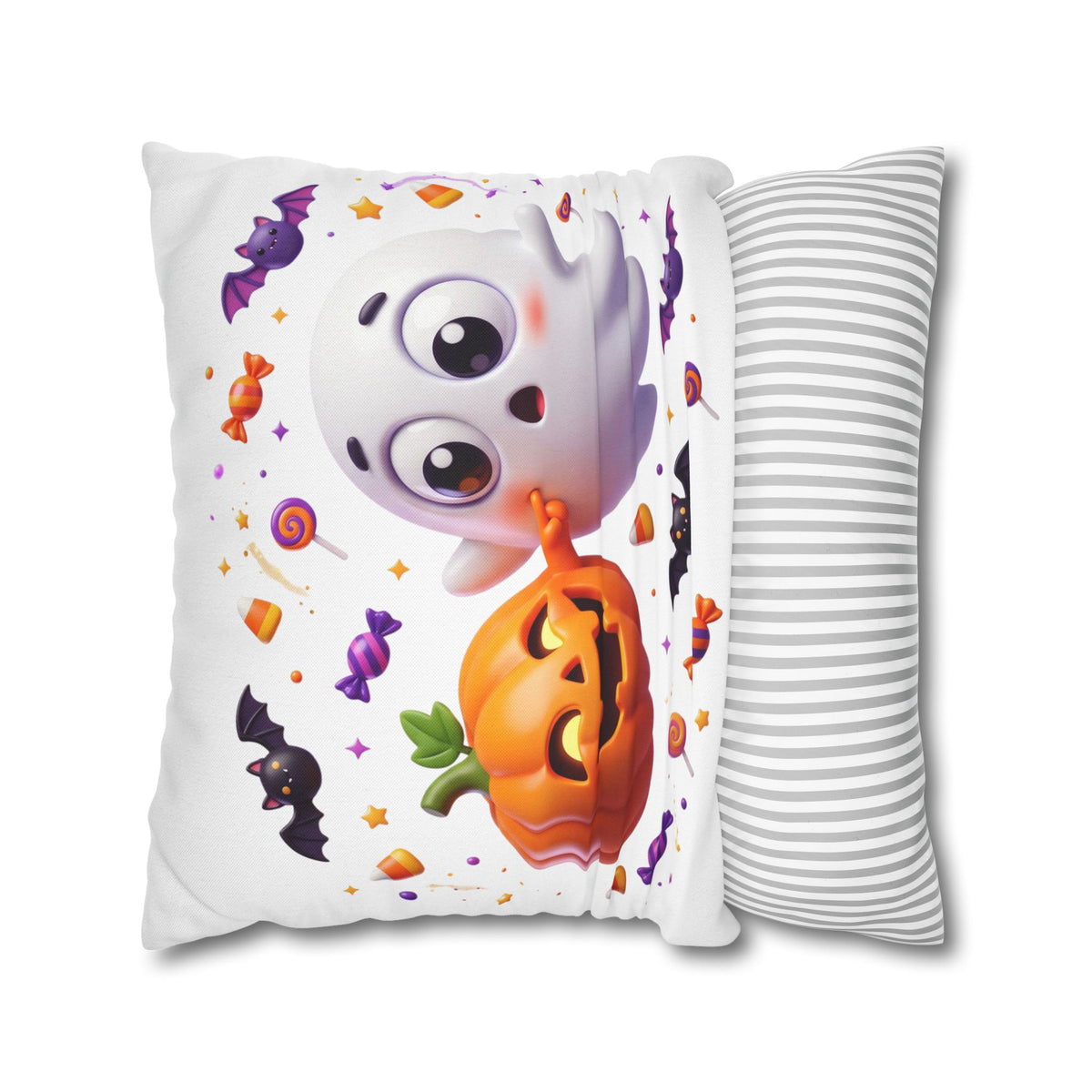 Halloween Ghost & Pumpkin Throw Pillowcase - Cute Spooky Decor