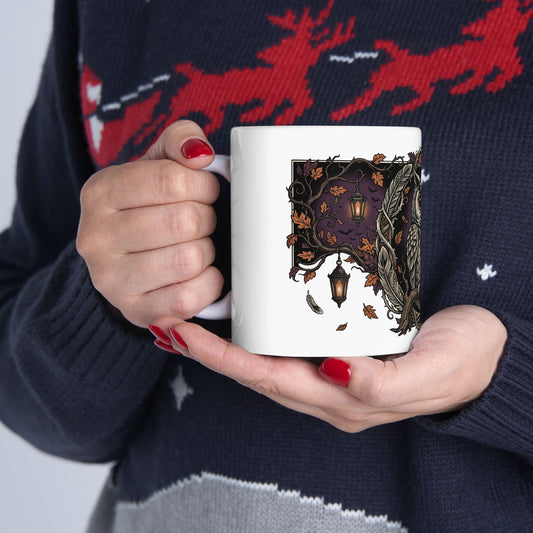 Owl Crest Ceramic Mug — Mystical Forest Owl Coffee Cup (11oz & 15oz)