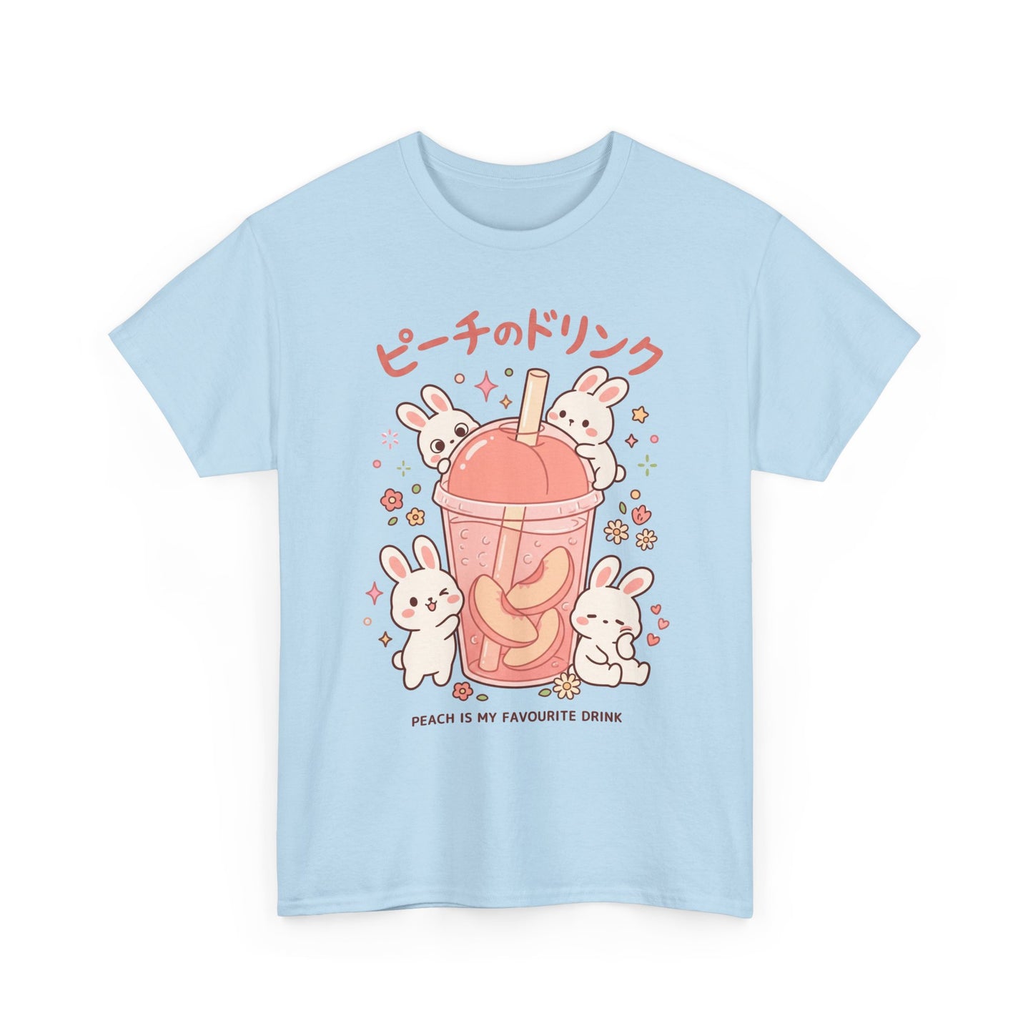 Peach Drink Cute Bunny T-Shirt
