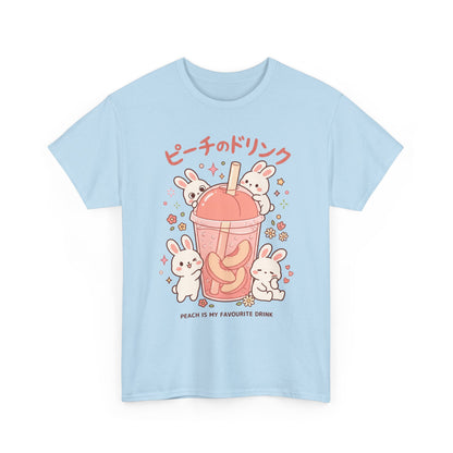 Peach Drink Cute Bunny T-Shirt