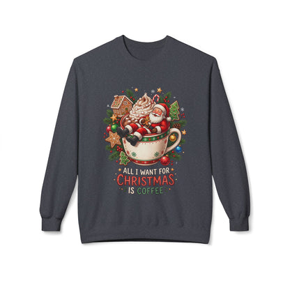 Christmas Coffee Sweatshirt — Santa in Cup Holiday Crewneck