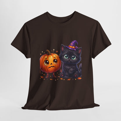 Halloween Black Kitten & Pumpkin T-Shirt