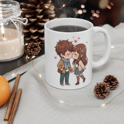 Cute Kissing Couple Mug – Romantic Chibi Valentine’s Day Gift