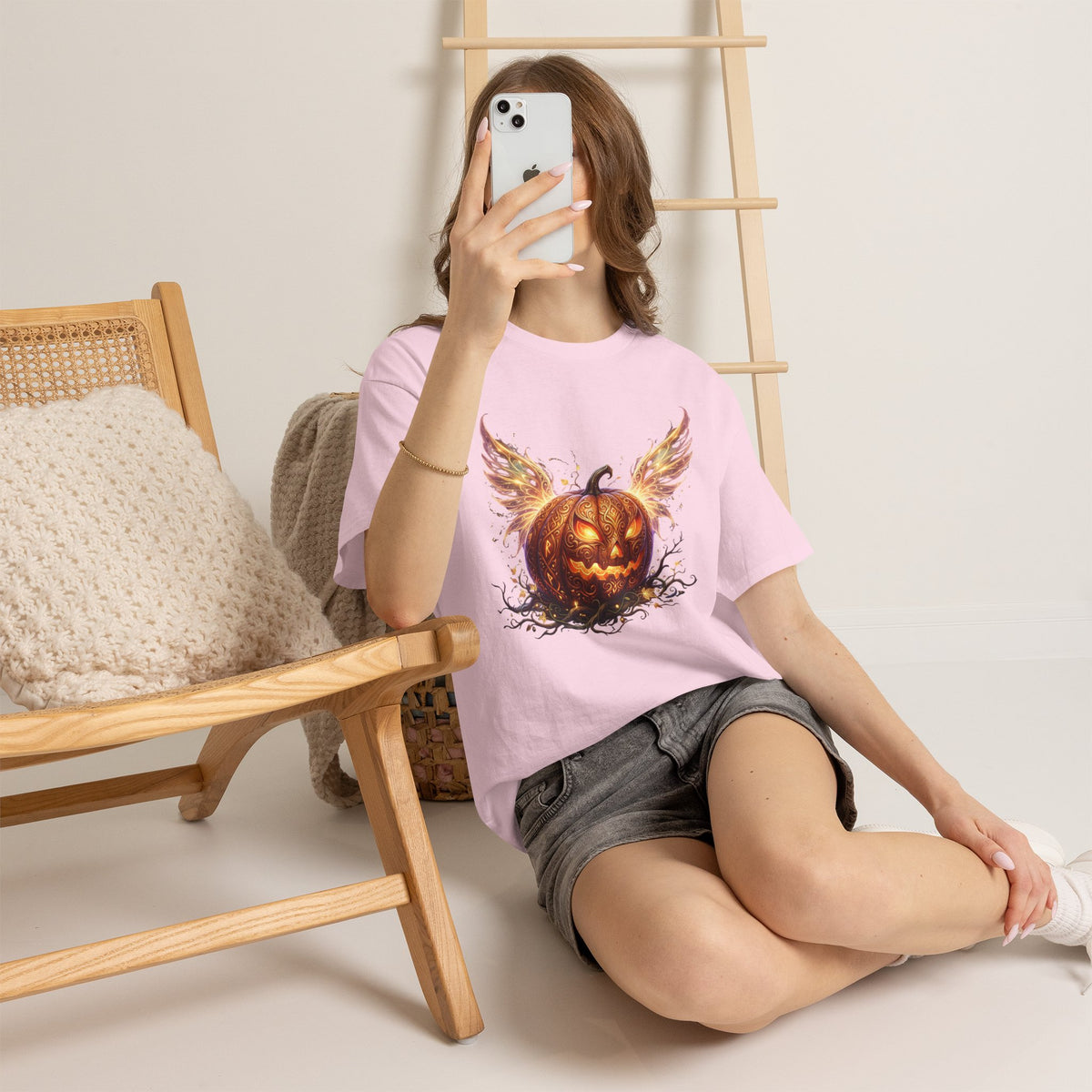 Halloween Pumpkin Tee — Winged Jack-O'-Lantern Graphic Shirt