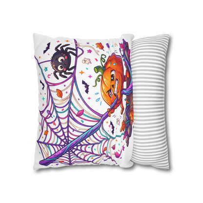 Halloween Pumpkin & Spider Decorative Pillowcase — Cute Spooky Fall Accent