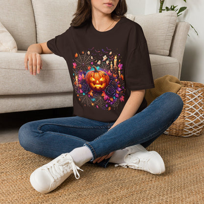 Jack-o'-Lantern Floral Halloween T-Shirt