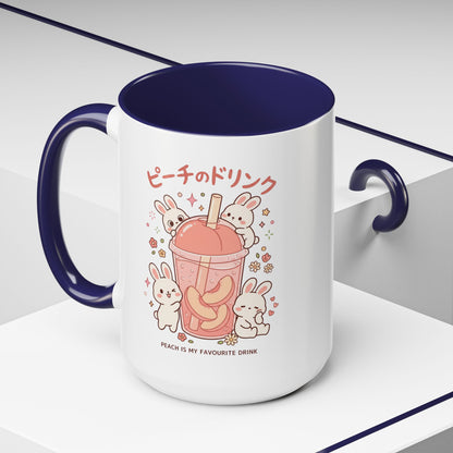 Peach Drink Bunny Mug — Cute Kawaii Coffee Tea Cup (11/15oz)