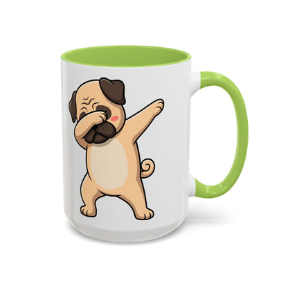 Dabbing Pug Coffee Mug — Cute Dog Accent Mug (11/15 oz)