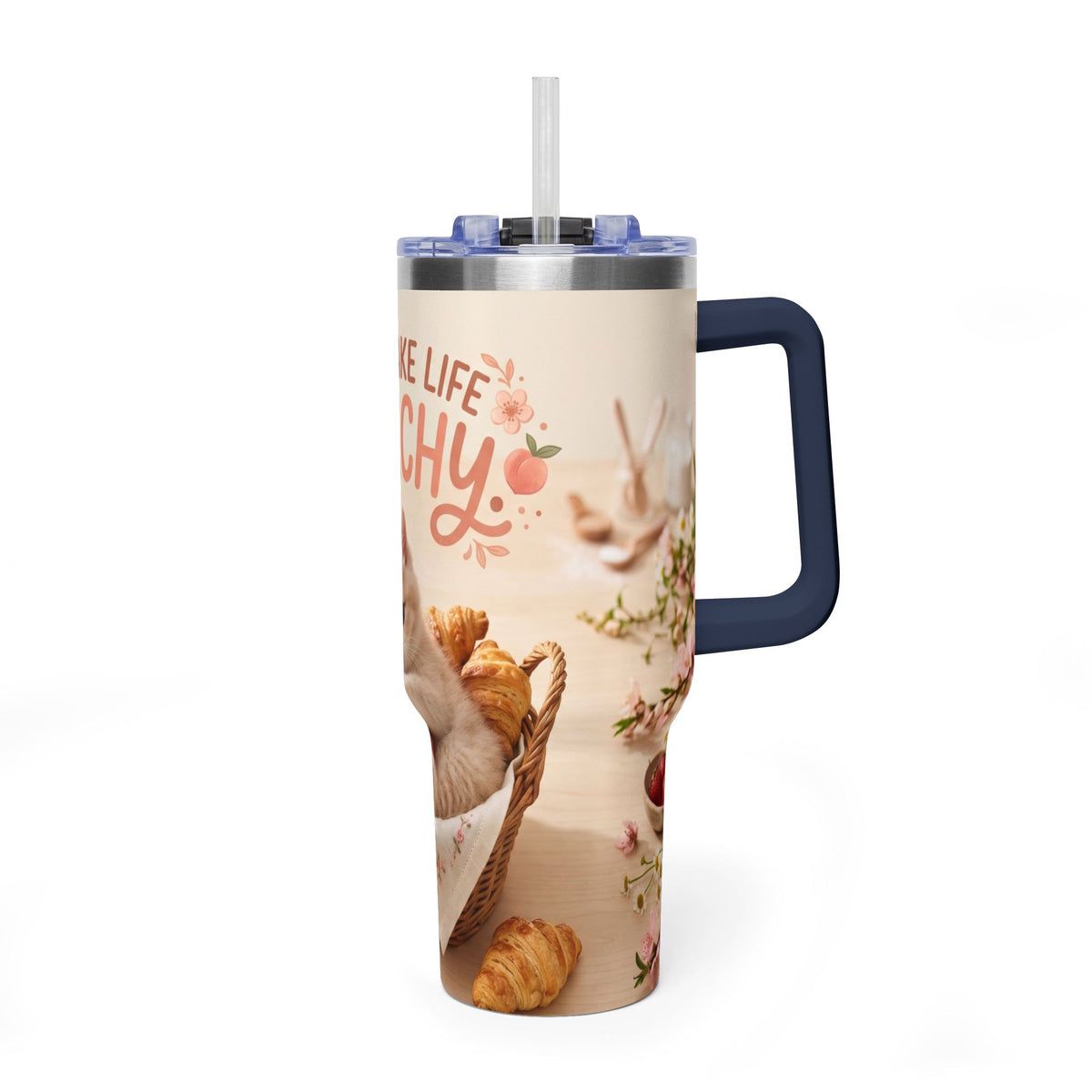 You Make Life Peachy Cat 40oz Travel Tumbler