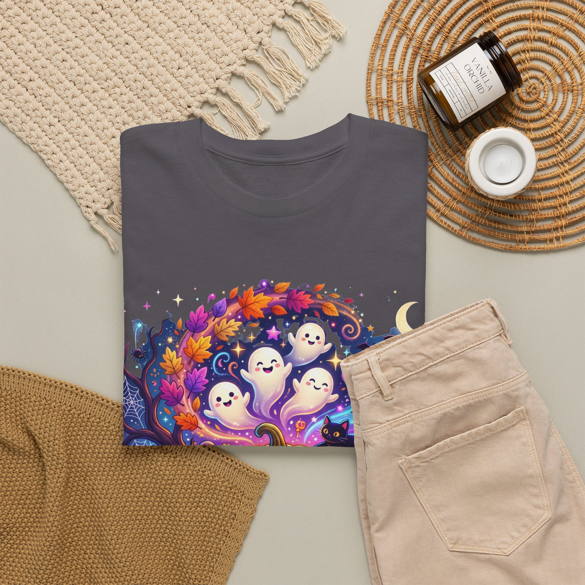 Halloween Pumpkin & Ghosts T-Shirt — Cute Spooky Jack-O'-Lantern Tee