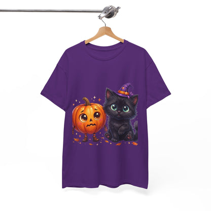 Halloween Black Kitten & Pumpkin T-Shirt