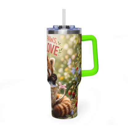 Little Paws Big Love Red Panda 40oz Vacuum Thermal Tumbler