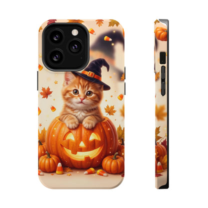 Halloween Kitten Pumpkin Phone Case — Magnetic Impact-Resistant