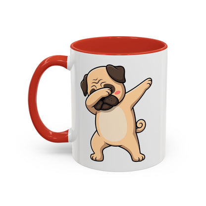 Dabbing Pug Coffee Mug — Cute Dog Accent Mug (11/15 oz)