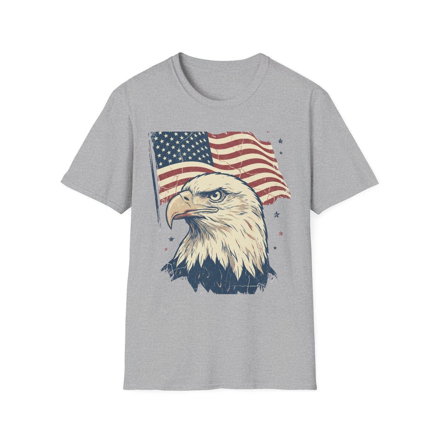 Eagle & American Flag T-Shirt — Patriotic Bald Eagle Tee for 4th of July
