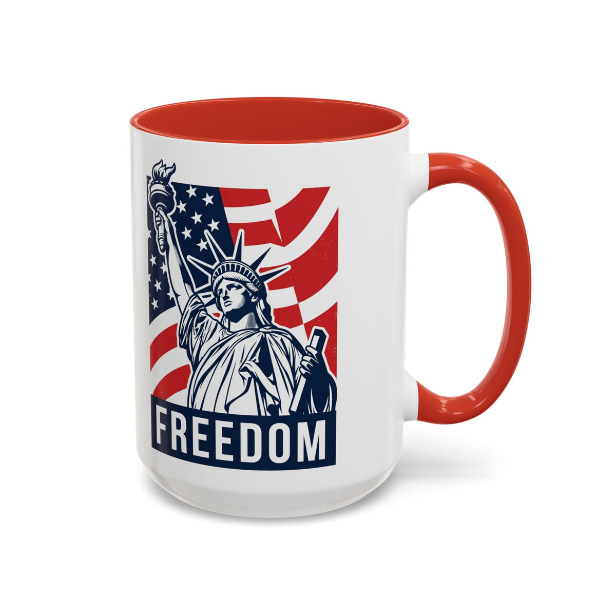 Freedom Statue Accent Coffee Mug — Patriotic Liberty 11/15oz