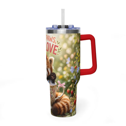 Little Paws Big Love Red Panda 40oz Vacuum Thermal Tumbler