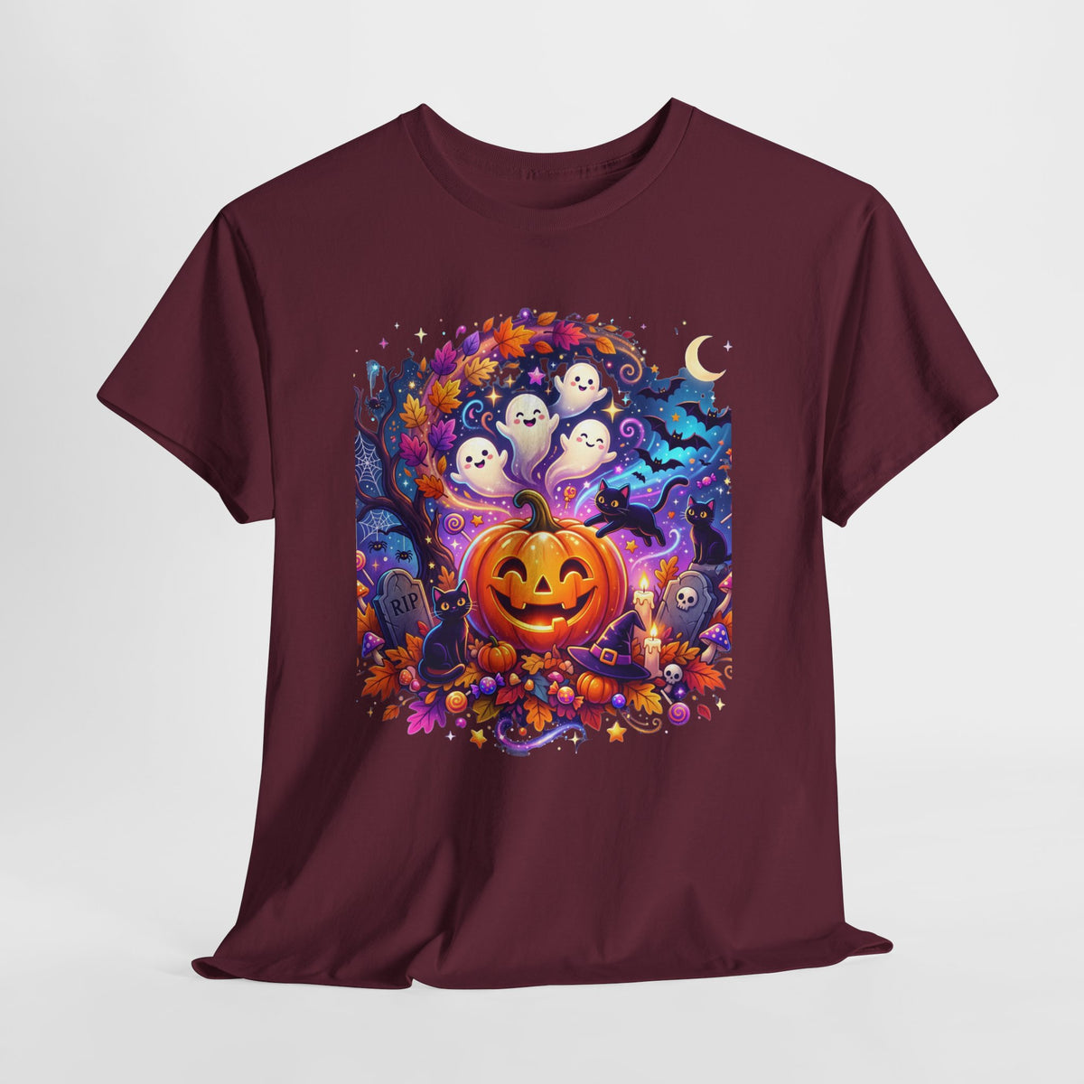 Halloween Pumpkin & Ghosts T-Shirt — Cute Spooky Jack-O'-Lantern Tee