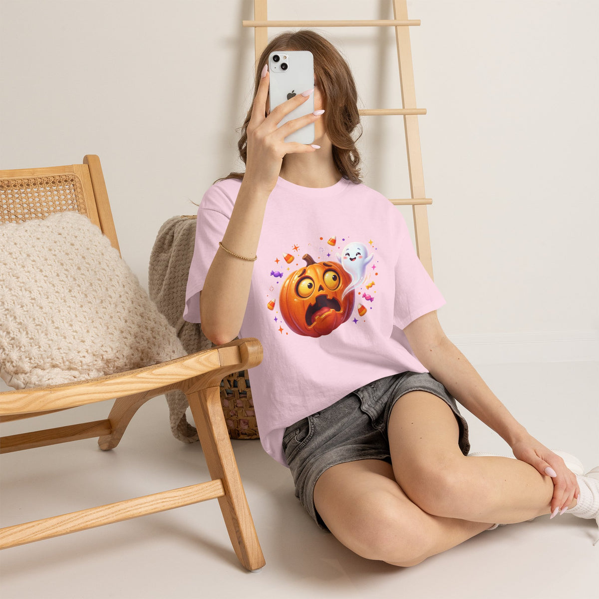 Halloween Pumpkin & Friendly Ghost T-Shirt